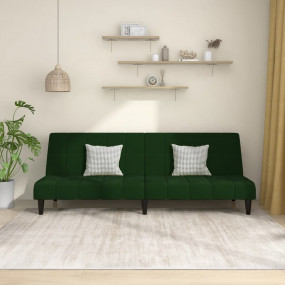 Sofa Bed Dark Green Velvet (100% polyester), wood, plas...