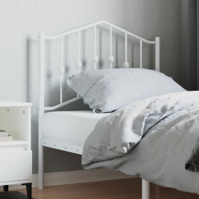 Headboard White Powder-Coated Steel Tall Single Bed