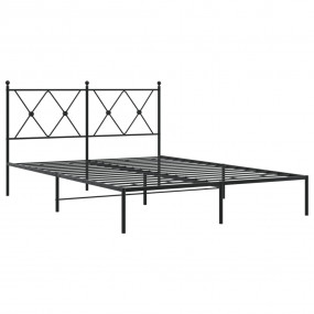 Bed Frame Black Powder-Coated Steel 55.1 x 74.8 in Bed ...