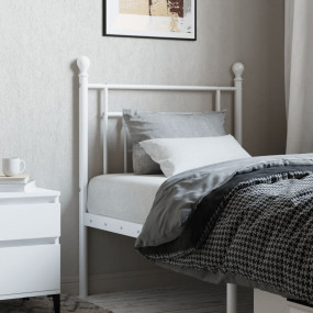 Headboard White Powder-Coated Steel Tall Twin Classy De...