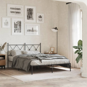 Bed Frame Black Powder-coated steel Double Bed Bed Fram...