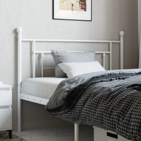 Headboard White Powder-Coated Steel Tall Single Tough H...