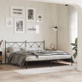 Bed Frame Black Powder-Coated Steel Super King Bed Fram...