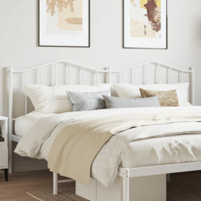 Headboard White Powder-Coated Steel Tall Double Durable