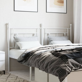 Headboard White Powder-Coated Steel 59 inches Tall Doub...