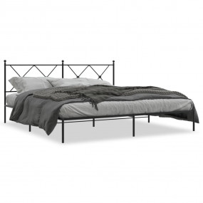 Bed Frame Black Powder-Coated Steel Double Bed Frame