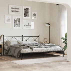 Bed Frame Black Powder-Coated Steel Double Bed Bed Fram...