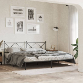 Bed Frame Black Powder-Coated Steel Double Bed Frame