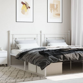 Headboard White Powder-coated steel Tall double bed Dur...