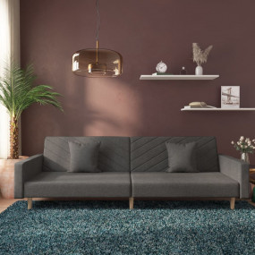 Sofa Bed Dark Gray Fabric (100% polyester), wood, plast...