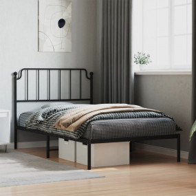 Bed Frame Black Powder-Coated Steel 42.1 x 79.9 in Bed