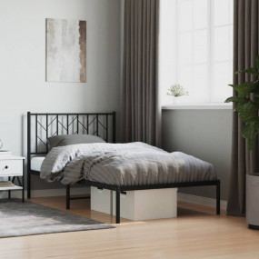 Bed Frame Black Steel Twin Bed Frame Rectangular Tradit...