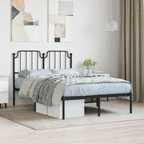Bed Frame Black Powder-Coated Steel 47.2 x 79.0 in Bed ...