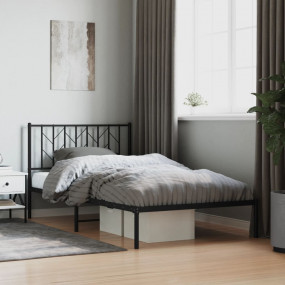 Bed Frame Black Powder-coated steel Twin Bed Frame Rect...