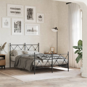 Bed Frame Black Steel Double Bed Frame Rectangular