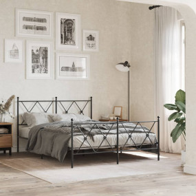Bed Frame Black Steel Double Bed Frame Rectangular