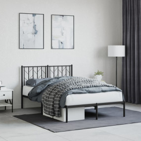 Bed Frame Black Powder-Coated Steel Small Double Bed Fr...