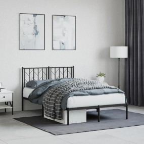 Bed Frame Black Powder-coated Steel Full Bed Frame Rect...