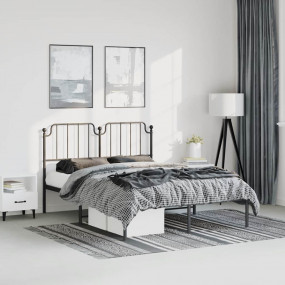 Bed Frame Black Powder-coated Steel 59x79 in King Size ...