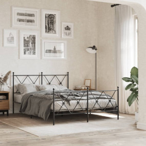 Bed Frame Black Steel Double Bed Frame Rectangular