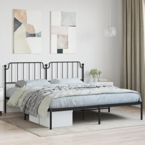 Bed Frame Black Powder-Coated Steel Super King Bed Fram...