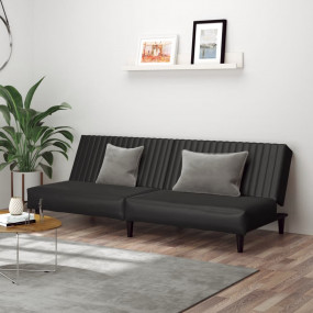 Sofa Bed Black Faux leather, wood, plastic, foam 2-Seat...