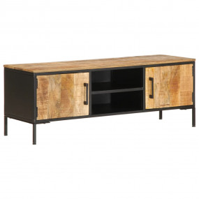 TV Cabinet Rough mango wood, black Solid rough mango wo...
