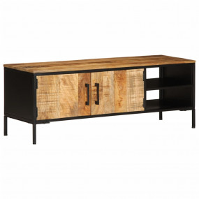 TV Cabinet Natural wood and black Solid rough mango woo...