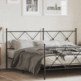 Headboard Black Steel Tall Double Bed Durable Headboard