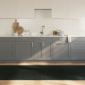 Rug Grey Bamboo, Polypropylene Large Non-slip Rug Recta...