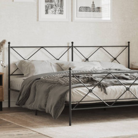 Headboard Black Steel Tall Double Bed Durable Headboard