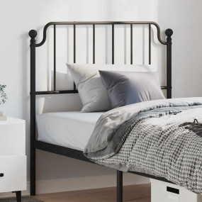 Headboard Black Powder-Coated Steel Single Bed Durable