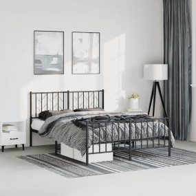 Bed Frame Black Powder-Coated Steel Double Bed Frame