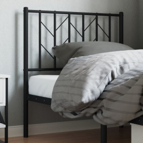 Headboard Black Powder-Coated Steel Tall Single Bed Dur...