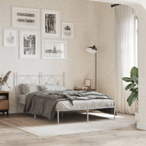Bed Frame White Steel 47.2x78.7 in Bed Frame Rectangula...