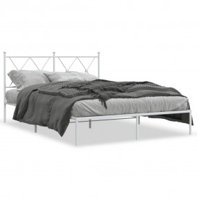 Bed Frame White Powder-Coated Steel Double Bed Frame