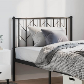 Headboard Black Powder-Coated Steel Tall Single Bed Dur...