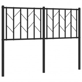 Headboard Black Powder-Coated Steel Tall Double Bed Dur...