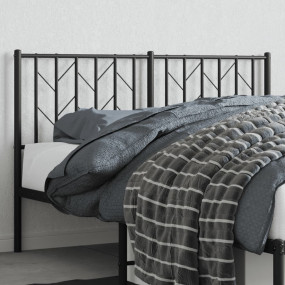 Headboard Black Powder-Coated Steel Tall Double Bed Hea...
