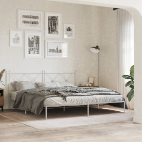 Bed Frame White Powder-coated steel Super King Bed Fram...