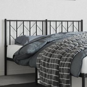 Headboard Black Powder-Coated Steel Tall Double Bed Dur...