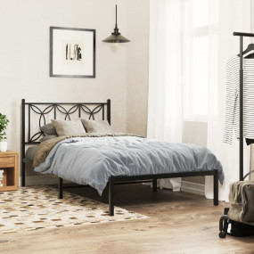 Bed Frame Black Steel Single Bed Frame Rectangular Mode...