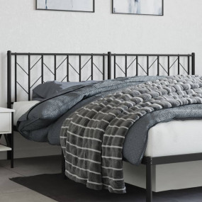 Headboard Black Powder-Coated Steel 76 in wide Durable