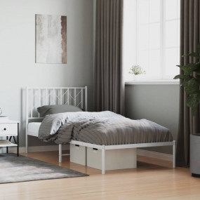 Bed Frame White Steel Twin Bed Frame Rectangular Tradit...