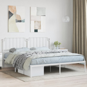 Bed Frame White Powder-Coated Steel Super King Bed Fram...