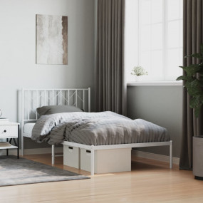 Bed Frame White Steel Twin Bed Frame Rectangular Modern