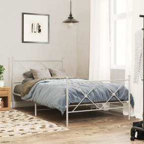 Bed Frame White Steel Twin Bed Frame Rectangular Tradit...