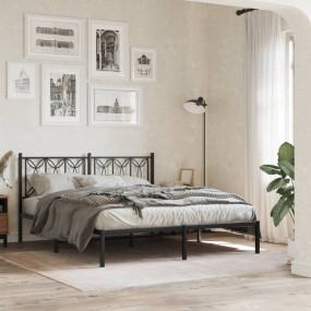 Bed Frame Black Steel King Size Bed Frame Rectangular M...