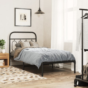 Bed Frame Black Steel Single Bed Frame Rectangular Mode...