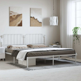 Bed Frame White Steel Double Bed Frame Rectangular